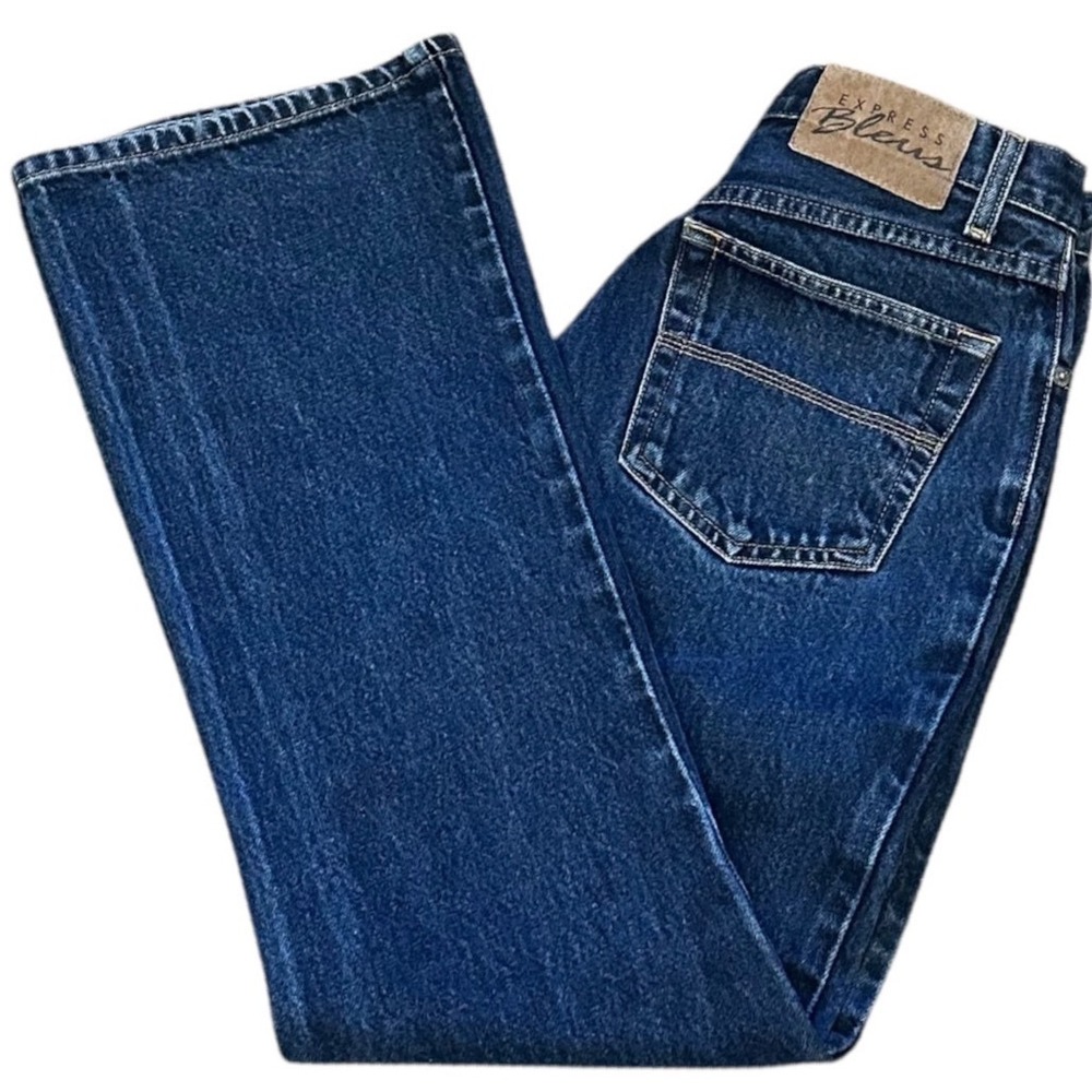 Express Blues Womens 7/8 Blue Excellent Y2K Vintage Moda Flare Low Rise Jeans
